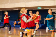 Match play at children's Basketball Camp